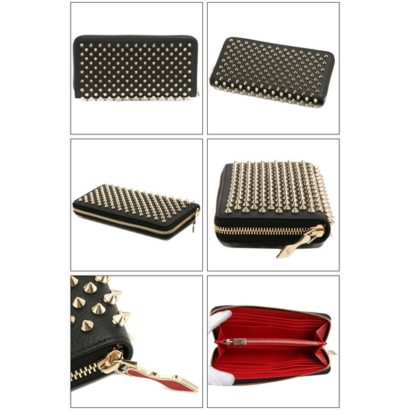 Christian Louboutin W Panettone Wallet Round Zipper Long Wallet Black Gold